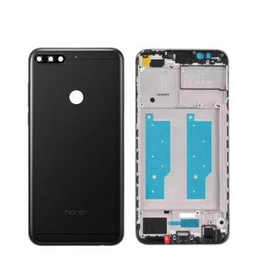 Honor 7c Housing Middle Frame With Side Button and Camera Lens Complete Body Casing Replacement For 7c - Black