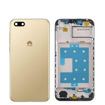 Huawei Y5 Prime 2018 Housing Middle Frame With Side Button and Camera Lens Complete Body Casing Replacement For Y5 Prime 2018 - Golden
