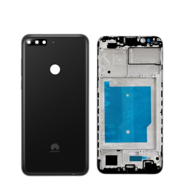 Huawei Y7 Prime 2018 Housing Middle Frame With Side Button and Camera Lens Complete Body Casing Replacement For Y7 Prime 2018 - Black
