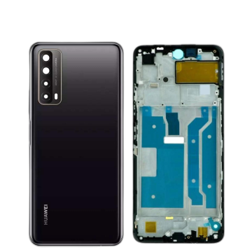 Huawei Y7a Housing Middle Frame With Side Button and Camera Lens Complete Body Casing Replacement For Y7a - Black