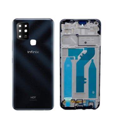 Infinix Hot 10 Housing Middle Frame With Side Button and Camera Lens Complete Body Casing Replacement For Hot 10 - Black