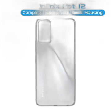 Infinix Hot 12 Housing Middle Frame With Side Button and Camera Lens Body Casing Replacement For Hot 12 - White
