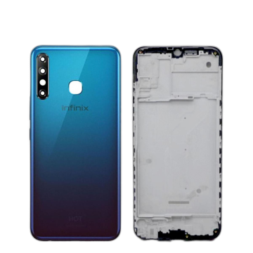 Infinix Hot 8 Housing Middle Frame With Side Button and Camera Lens Complete Body Casing Replacement For Hot 8 - Blue