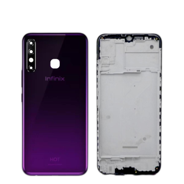 Infinix Hot 8 Housing Middle Frame With Side Button and Camera Lens Complete Body Casing Replacement For Hot 8 - Purple