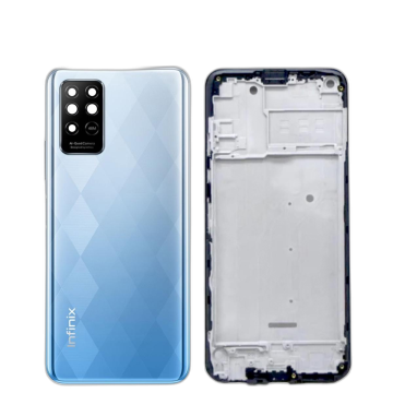 Infinix Note 8i Housing Middle Frame With Side Button and Camera Lens Complete Body Casing Replacement For Note 8i - Blue
