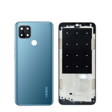 Oppo A15 Housing Middle Frame With Side Button and Camera Lens Complete Body Casing Replacement For A15 - Blue