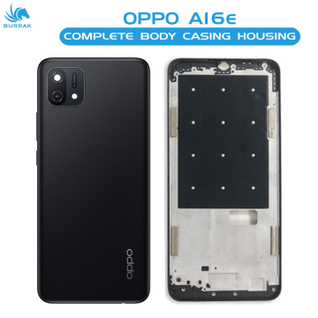 Oppo A16e Housing Middle Frame With Side Button and Camera Lens Complete Body Casing Replacement For A16e - Black