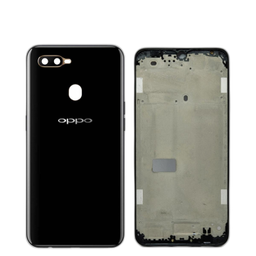 Oppo A5s Housing Middle Frame With Side Button and Camera Lens Complete Body Casing Replacement For A5s - Black