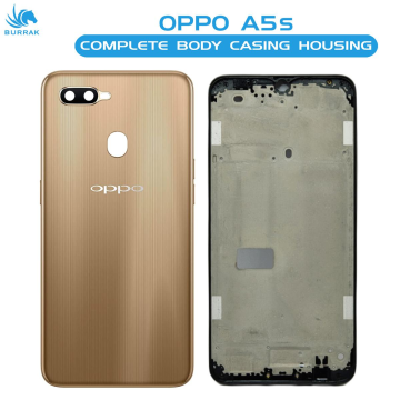 Oppo A5s Housing Middle Frame With Side Button and Camera Lens Complete Body Casing Replacement For A5s - Golden