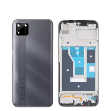 Realme C11 2021 Housing Middle Frame With Side Button and Camera Lens Complete Body Casing Replacement For C11 2021 - Grey