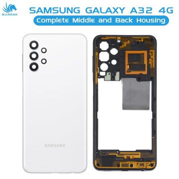 Samsung Galaxy A32 Housing Middle Frame With Side Button and Camera Lens Body Casing Replacement For Galaxy A32 - White