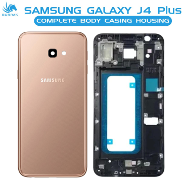 Samsung Galaxy J4 Plus Housing Middle Frame With Side Button and Camera Lens Complete Body Casing Replacement For Galaxy J4 Plus - Golden