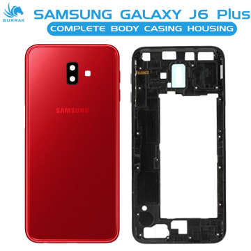 Samsung Galaxy J6 Plus Housing Middle Frame With Side Button and Camera Lens Complete Body Casing Replacement For Galaxy J6 Plus - Red