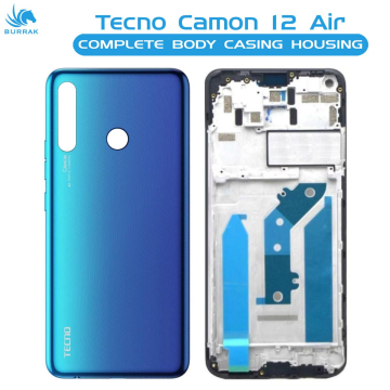 Tecno Camon 12 Air Housing Middle Frame With Side Button and Camera Lens Complete Body Casing Replacement For Camon 12 Air - Blue