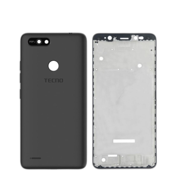 Tecno Pop 2F Housing Middle Frame With Side Button and Camera Lens Complete Body Casing Replacement For Pop 2F - Black