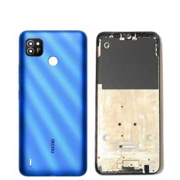 Tecno Pop 4 Lite Housing Middle Frame With Side Button and Camera Lens Complete Body Casing Replacement For Pop 4 Lite - Blue