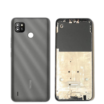 Tecno Pop 4 Lite Housing Middle Frame With Side Button and Camera Lens Complete Body Casing Replacement For Pop 4 Lite - Grey