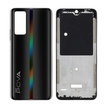 Tecno Pova 2 Housing Middle Frame With Side Button and Camera Lens Complete Body Casing Replacement For Pova 2 - Black