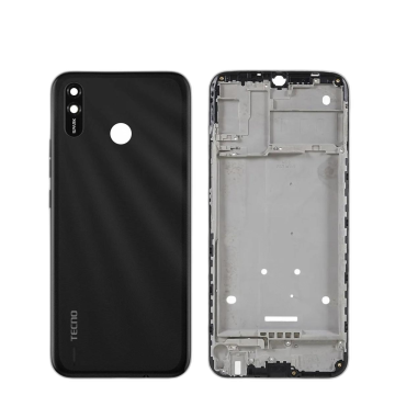 Tecno Spark 4 Lite Housing Middle Frame With Side Button and Camera Lens Complete Body Casing Replacement For Spark 4 Lite - Black