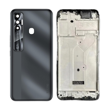Tecno Spark 7 Pro Rear Complete Body Casing Housing With Camera Lens Replacement For Spark 7 Pro - Black