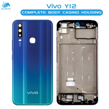 Vivo Y12 Housing Middle Frame With Side Button and Camera Lens Complete Body Casing Replacement For Y12 - Blue