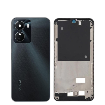 Vivo Y16 Housing Middle Frame With Side Button and Camera Lens Complete Body Casing Replacement For Y16 - Black