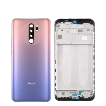 Xiaomi Redmi 9 Housing Middle Frame With Side Button and Camera Lens Complete Body Casing Replacement For Redmi 9 - Pink