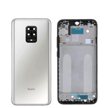 Xiaomi Redmi Note 9s Housing Middle Frame With Side Button and Camera Lens Complete Body Casing Replacement For Redmi Note 9s - White