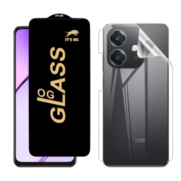 Oppo A3 Protection Pack: OG Glass + Clear Back Jelly Film
