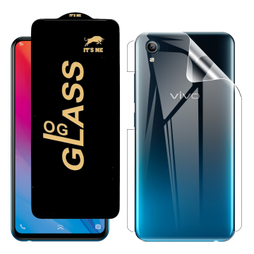 Vivo Y91D Protection Pack: OG Glass + Clear Back Jelly Film