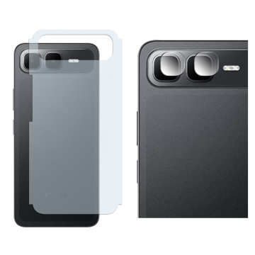 Infinix Smart 10 Plus Back Protector Carbon Fiber Matte Soft Skin Sheet + Rear Camera 9H Gorilla Flexible