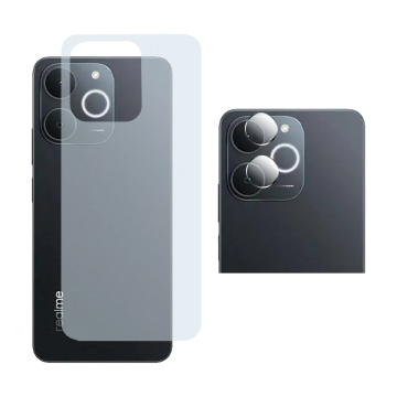 Realme Note 70 Back Protector Carbon Fiber Matte Soft Skin Sheet + Rear Camera 9H Gorilla Flexible