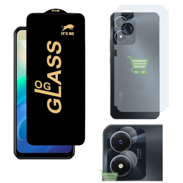 Vivo Y02s 3-in-1 Kit: OG Glass + Carbon Back Camera Protector
