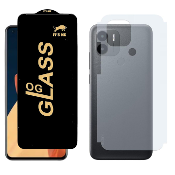 Redmi A1 Plus Combo: OG Glass Screen Protector + Carbon Back Skin