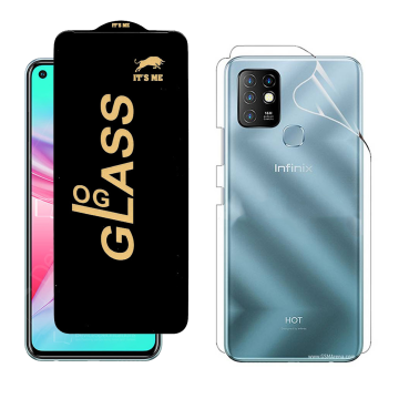 Infinix Hot 10 Protection Pack: OG Glass + Clear Back Jelly Film