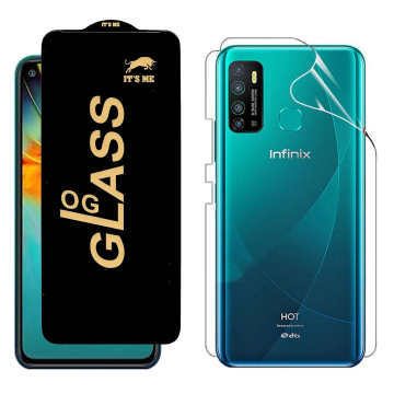 Infinix Hot 9 Protection Pack: OG Glass + Clear Back Jelly Film