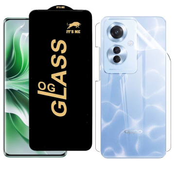 Oppo Reno 11F Protection Pack: OG Glass + Clear Back Jelly Film