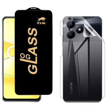 Realme C51 Protection Pack: OG Glass + Clear Back Jelly Film