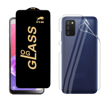 Samsung A03s Protection Pack: OG Glass + Clear Back Jelly Film