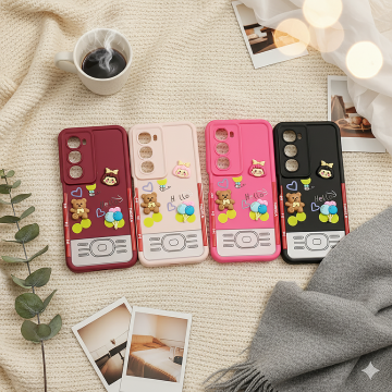 Itel City 100 Soft Kitty Case Multi Colour Cute Cat And Bear Back Cover