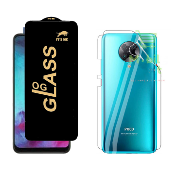 Poco F2 Pro Protection Pack: OG Glass + Clear Back Jelly Film