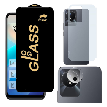 Vivo Y02 3-in-1 Kit: OG Glass + Carbon Back Camera Protector