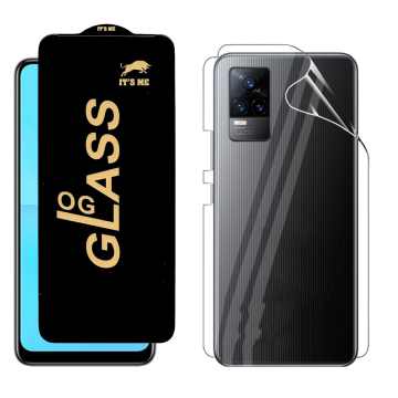 Vivo V21e Protection Pack: OG Glass + Clear Back Jelly Film