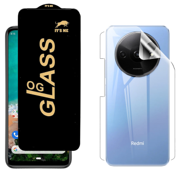 Redmi A3 Protection Pack: OG Glass + Clear Back Jelly Film