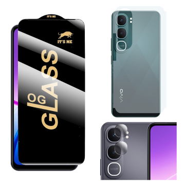 Vivo Y21D 3-in-1 Kit: HD Glass + Carbon Back Camera Protector