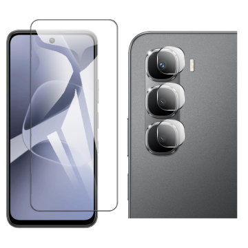 Infinix Hot 60i Glass Protector Polish Screen Tempered + Back Rear Camera 9H Gorilla Flexible Protectior