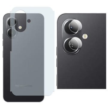 Tecno Spark Go 2 Back Protector Carbon Fiber Matte Soft Skin Sheet + Rear Camera 9H Gorilla Flexible Protectior