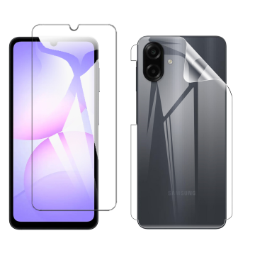 Samsung A07 Glass Protector Polish Screen Tempered + Back Clear Jelly Soft Film Protection Hydrogel For Galaxy