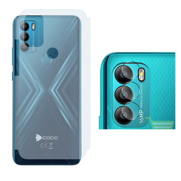 DCode Bold Back Protection Combo: Carbon Fiber Skin + Camera Lens Protector