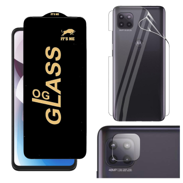 Motorola One 5G Ace 360¬∞ Clear Kit: OG Glass + Back Jelly Camera Guard